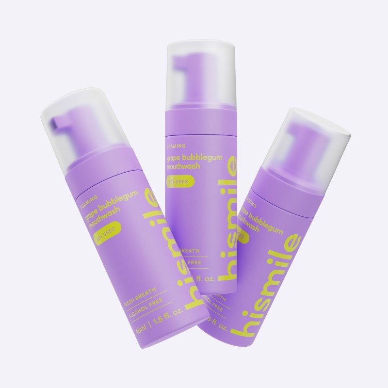 Grape Bubblegum Foam Mouthwash Vynuogių ir kramtomosios gumos skonio putojantis burnos skalavimo skystis, 45ml