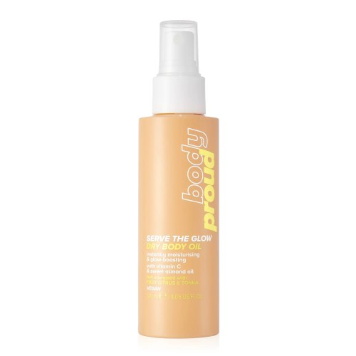 Body Proud Serve The Glow Dry Body Oil Sausas kūno aliejus su vitaminais C ir E, 120ml 