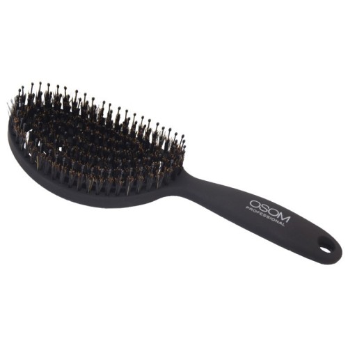 Hair Brush Lenktas plaukų šepetys su nailono spygliukais ir šerno šereliais, 1 vnt