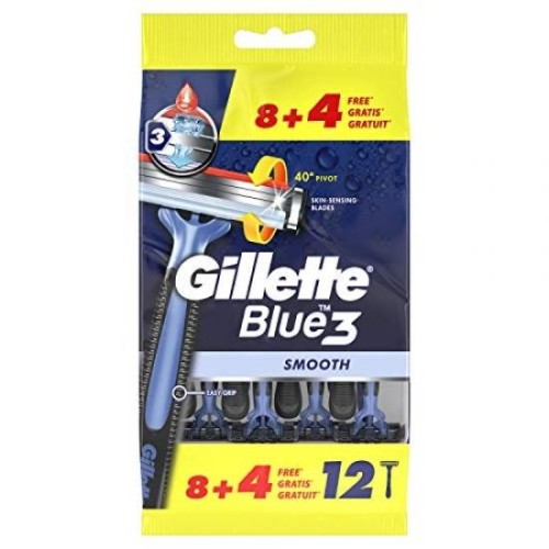 Blue 3 Smooth Vienkartiniai skustuvai, 12vnt