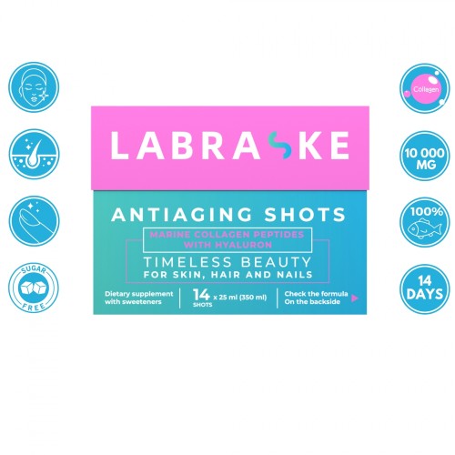 Antiaging Shots Jūrinis kolagenas ir hialurono rūgštis, 350ml
