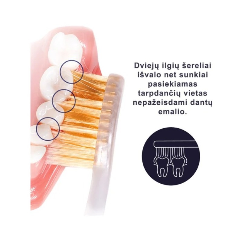 Gold Soft Minkštų dantų šepetėlių rinkinys su aukso nanodalelėmis, 4vnt