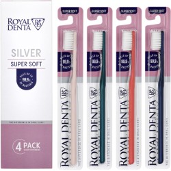 Silver Super Soft Toothbrush Itin minkštų dantų šepetėlių su sidabro nanodalelėmis rinkinys, 4vnt 