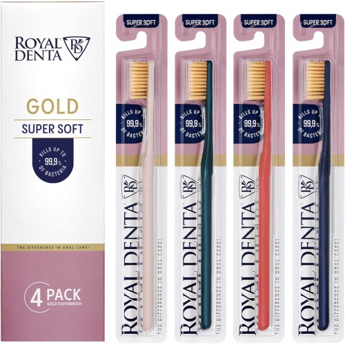 Gold Super Soft Itin minkštų dantų šepetėlių su aukso nanodalelėmis rinkinys, 4vnt