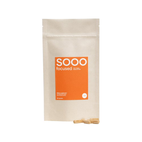 SOOO focused: Lion’s Mane ekstraktas 10-12:1 (papildymas), 90 kapsulių