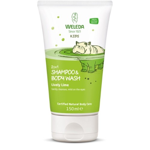 Kids 2in1 Shampoo & Bodywash Lively Lime Šampūnas ir kūno prausiklis vaikams, 150ml