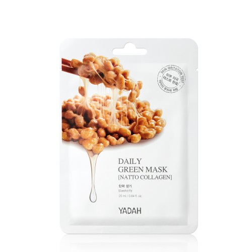 Daily Green Mask Odą stangrinanti lakštinė veido kaukė su natto kolagenu,1vnt