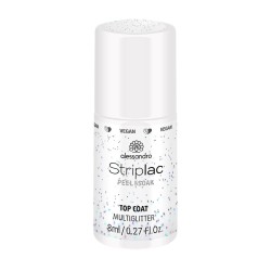 Striplac Top Coat Multiglitter Viršutinis sluoksnis su įvairiaspalviais blizgučiais, 8ml 