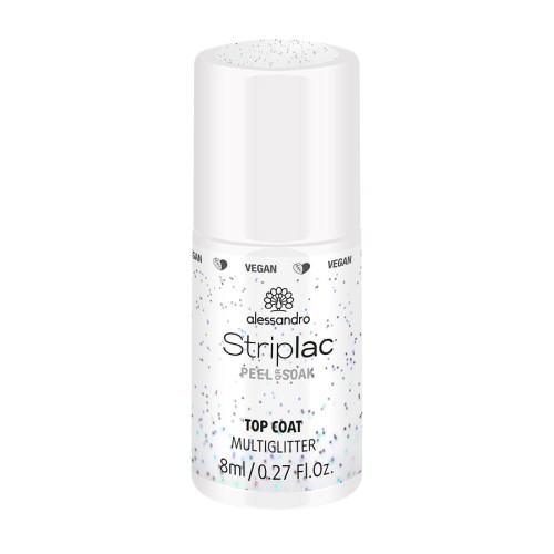 Striplac Top Coat Multiglitter Viršutinis sluoksnis su įvairiaspalviais blizgučiais, 8ml