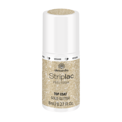 Striplac Top Coat Gold Glitter Viršutinis sluoksnis su auksiniais blizgučiais, 8ml 