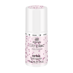 Striplac Top Coat Rose Glitter Viršutinis sluoksnis su rausvais blizgučiais, 8ml 