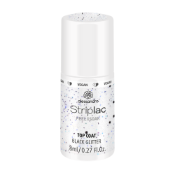 Striplac Top Coat Black Glitter Viršutinis sluoksnis su juodais blizgučiais, 8ml 