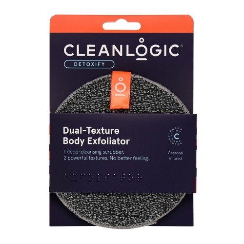 Dual-Texture Body Exfoliator Detoxify Dvipusė kūno šveitimo kempinė su anglimi, 1vnt