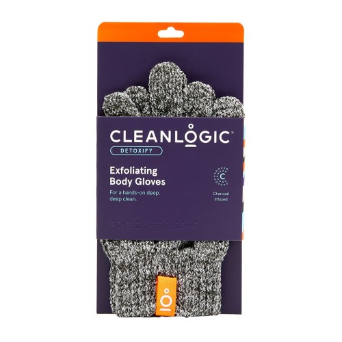 Exfoliating Body Gloves Detoxify Šveičiamosios pirštinės kūnui su anglimi, 1 pora