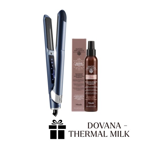 TEH CONTOURING IRON Plaukų tiesinimo žnyplės + DOVANA Thermal milk, 1vnt