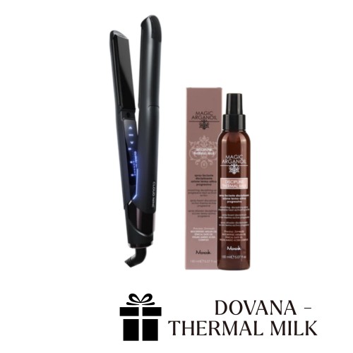 THE ORIGINAL IRON Plaukų tiesinimo žnyplės + DOVANA Thermal milk, 1vnt
