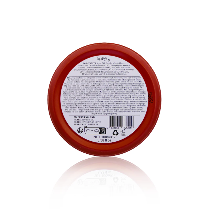Matt Clay Stiprios fiksacijos, matinis plaukų modeliavimo molis, 100 ml