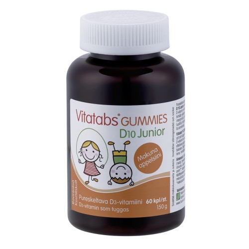Vitatabs D10 Junior Gummies Kramtomi apelsinų skonio vitamino D guminukai vaikams, N60