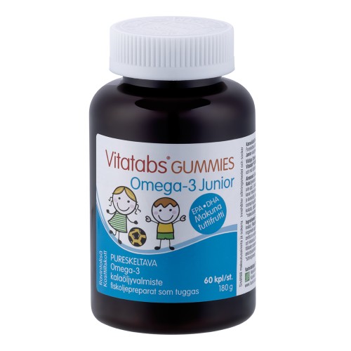 Vitatabs Omega-3 Junior Gummies Kramtomi tuti-fruti skonio omega-3 guminukai vaikams, N60
