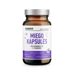 Miego kapsulės su melatoninu ir L - teatinu, N90  