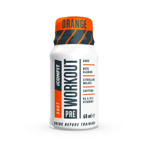 Pre-Workout Shot Orange Apelsinų skonio gėrimas prieš treniruotę, 60ml