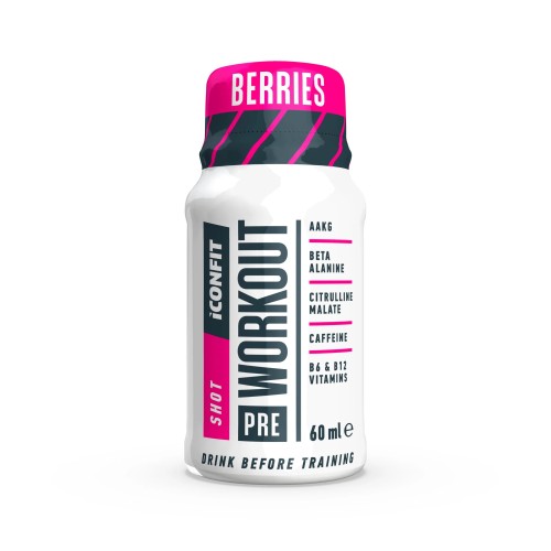 Pre-Workout Shot Berries Uogų skonio gėrimas prieš treniruotę, 60ml