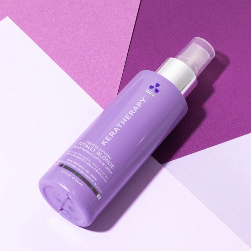 Keratin Infused Totally Blonde Violet Toning Leave-In Spray Nenuplaunamas, atspalvius neutralizuojantis kondicionierius, 110ml