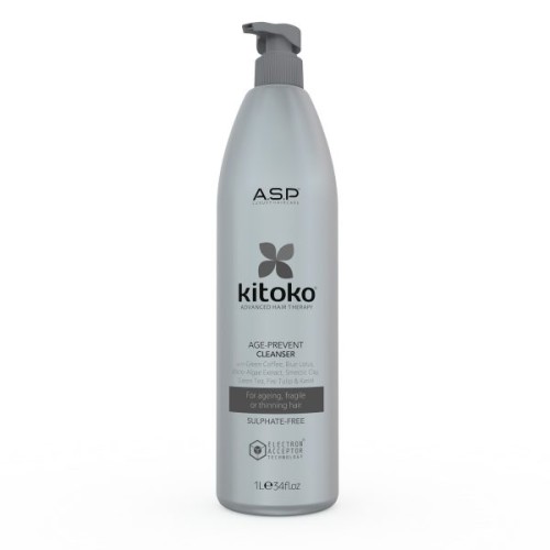 Kitoko Age Prevent Cleanser Stiprinamasis šampūnas slenkantiems plaukams, 1000ml