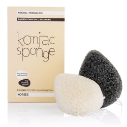 Veido kempinėlė Konjac Sponge (balta/juoda), 2 vnt. 