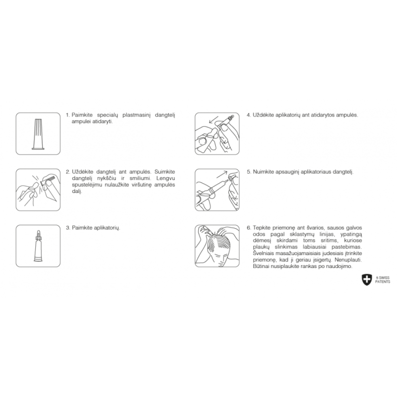 HAIR LOSS 5 Patents Ampulės stabdančios momentinį plaukų slinkimą, vyrams, 14 vnt.