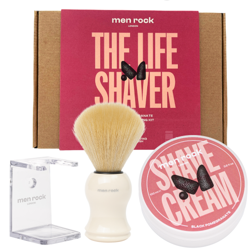 The Life Shaver Black Pomegranate Essential Shaving Kit Skutimosi priemonių rinkinys, 1vnt