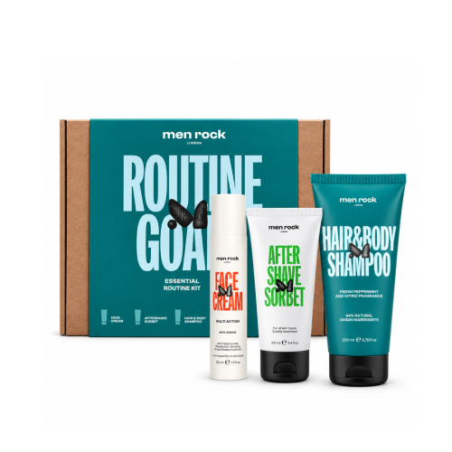 ROUTINE GOALS Essential Grooming Routine Kit Plaukų ir odos priežiūros priemonių rinkinys vyrams, 1vnt