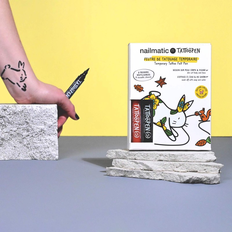 TATTOOPEN Duo Set The Rabbit by Ami Imaginaire Nuplaunamų flomasterių piešti ant odos rinkinys, 2x2,5g