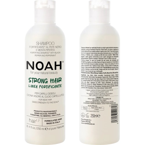 1.7. Shampoo With Black Peper And Pepermint Plaukus stiprinantis šampūnas silpniems, slenkantiems plaukams, 250 ml