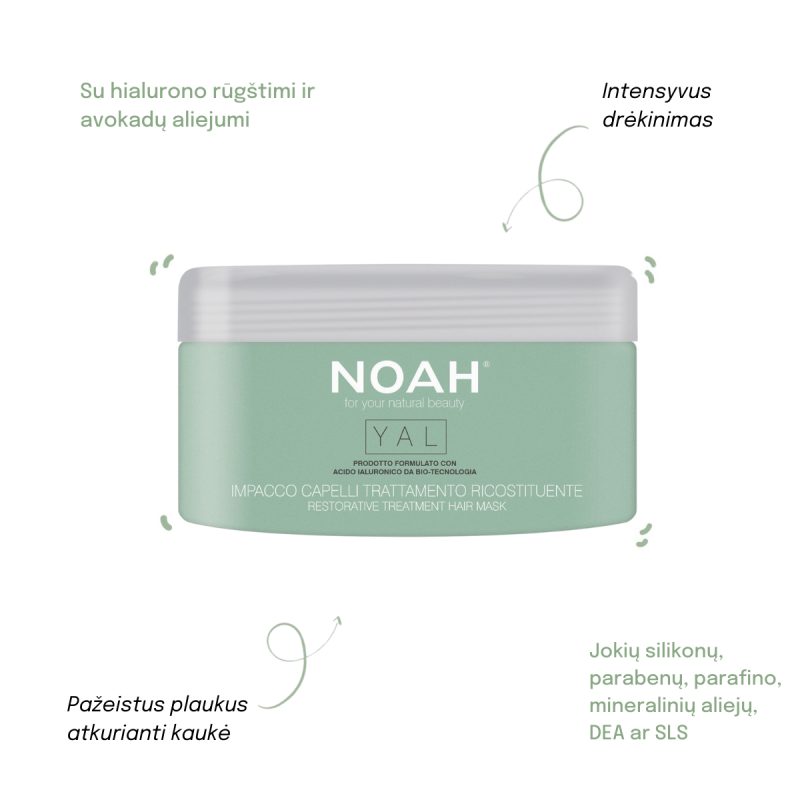 YAL Restorative Treatment Hair Mask Drėkinamoji plaukų kaukė su hialuronu, 200 ml 