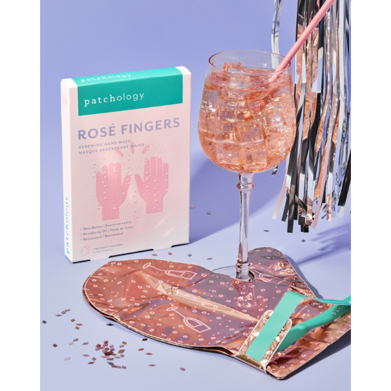 Rosé Fingers Renewing Hand Mask Atkuriamoji rankų kaukė, 1 pora