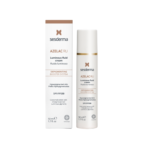 Azelac Ru Luminous Fluid Cream SPF50 Spalvą suteikiantis veido fluidas, 50ml