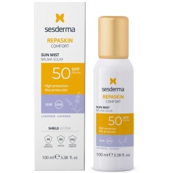 Repaskin Comfort Sun Mist SPF50 Levandų aromato veido dulksna su apsauga nuo saulės, 100ml 
