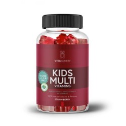 Kids Multi Vitamins Multivitaminai vaikams su vitaminu B, C, D, cinku, braškių skonio maisto papildas, 60 vnt 