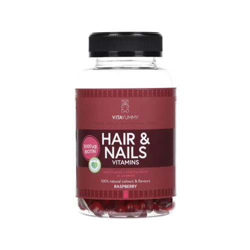 Hair & Nails Vitamins Multivitaminai su biotinų plaukams ir nagams, aviečių skonio, 60 vnt