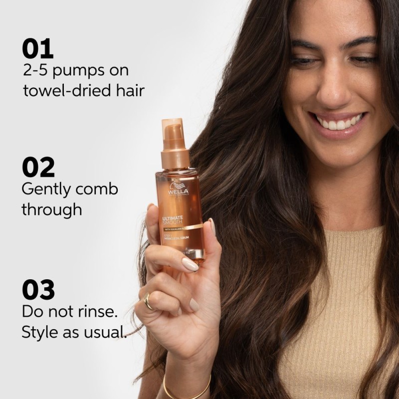 Ultimate Smooth Miracle Oil Serum Maitinamasis plaukų serumas su skvalenu ir omega-9, 100ml