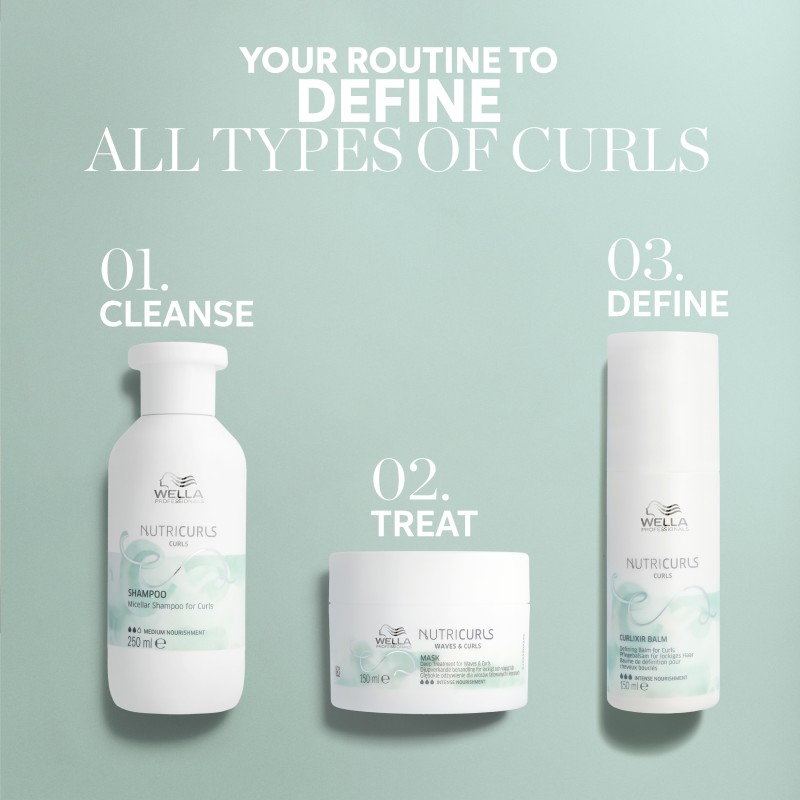 NUTRICURLS Curls Curlixir Balm Maitinamasis nenuplaunamas balzamas garbanotiems plaukams, 150ml