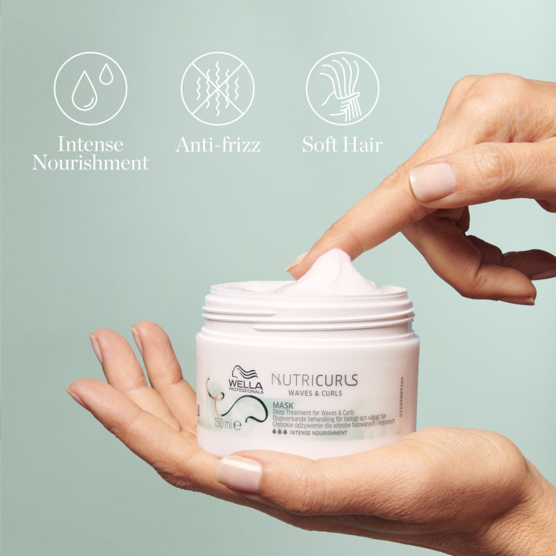 NUTRICURLS Waves & Curls Mask Maitinamoji kaukė garbanotiems ir banguotiems plaukams, 500ml