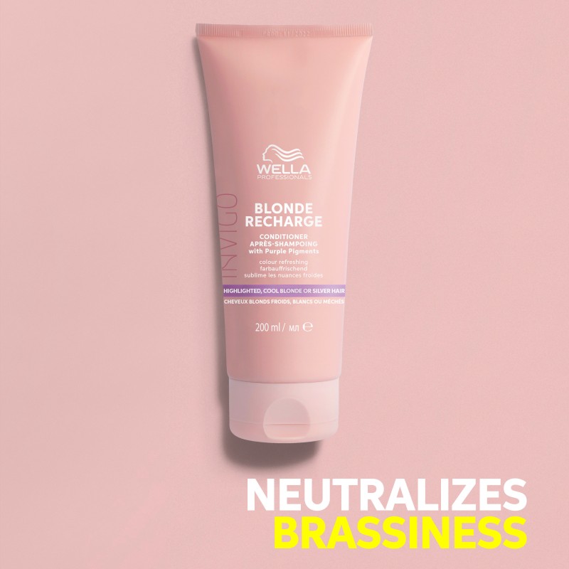 INVIGO Blonde Recharge Purple Conditioner Geltoną atspalvį neutralizuojantis kondicionerius, 200ml