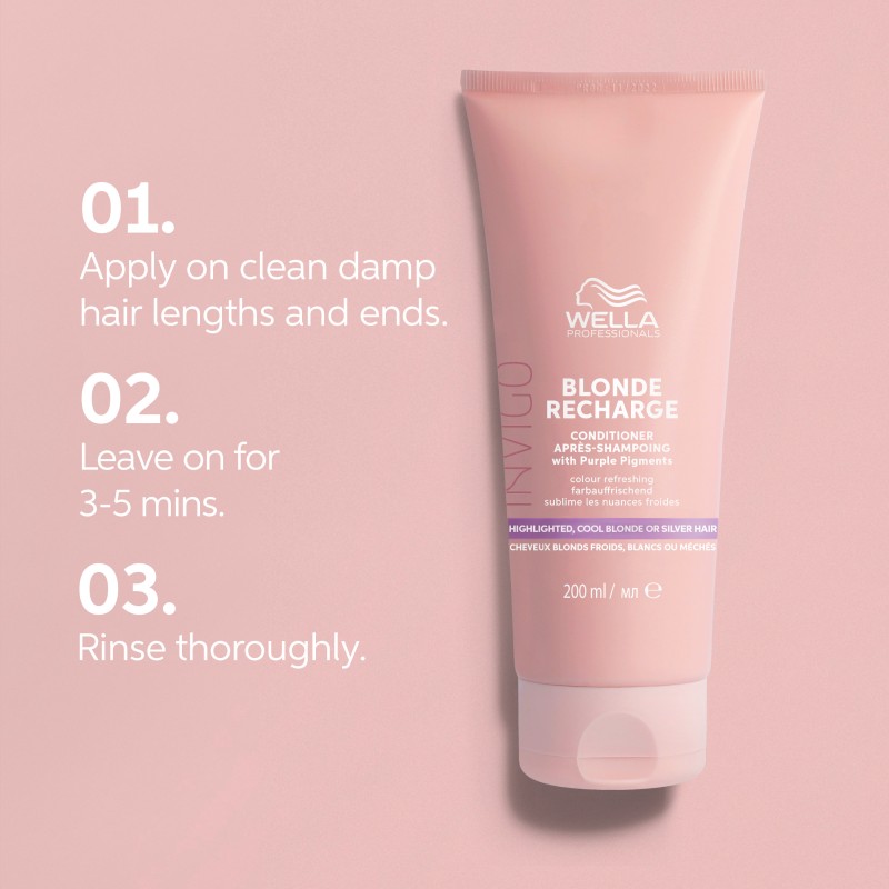 INVIGO Blonde Recharge Purple Conditioner Geltoną atspalvį neutralizuojantis kondicionerius, 200ml