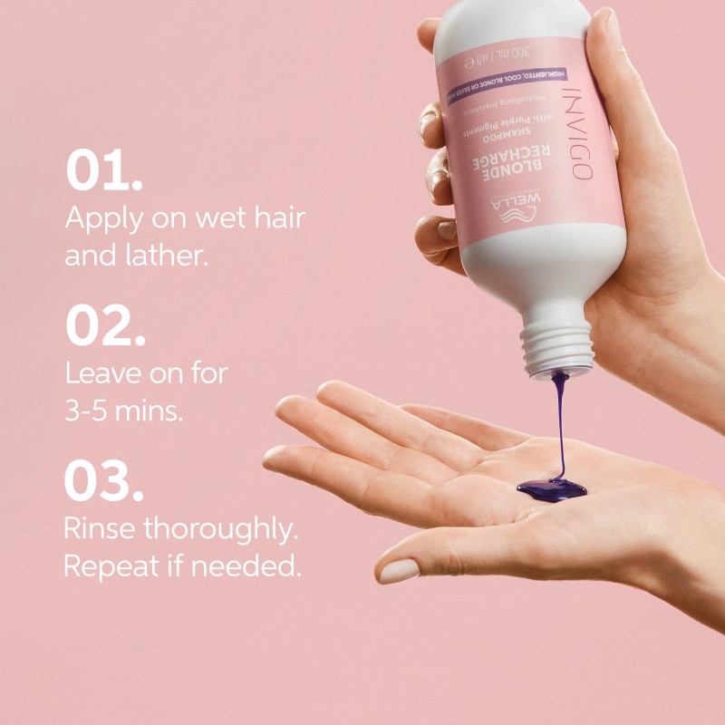 INVIGO Blonde Recharge Purple Shampoo Geltoną atspalvį neutralizuojantis šampūnas, 500ml