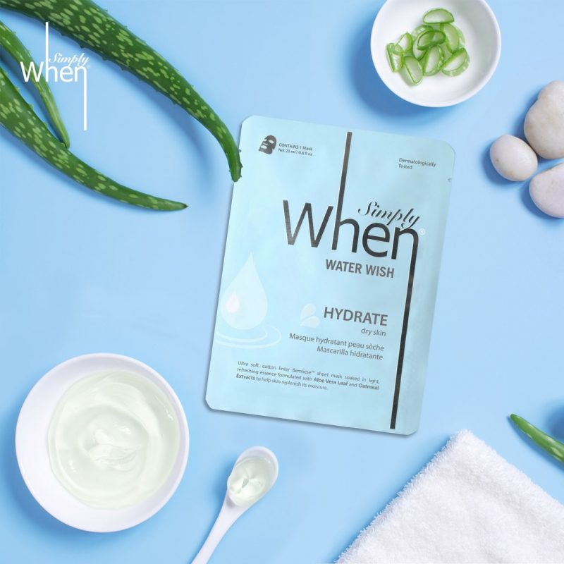 Simply Water Wish Drėkinanti itin minkštos medvilnės veido kaukė, 1vnt