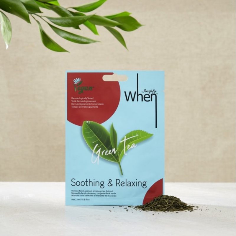 Simply Green Tea Soothing & Relaxing Veganiška raminanti veido kaukė, 1vnt
